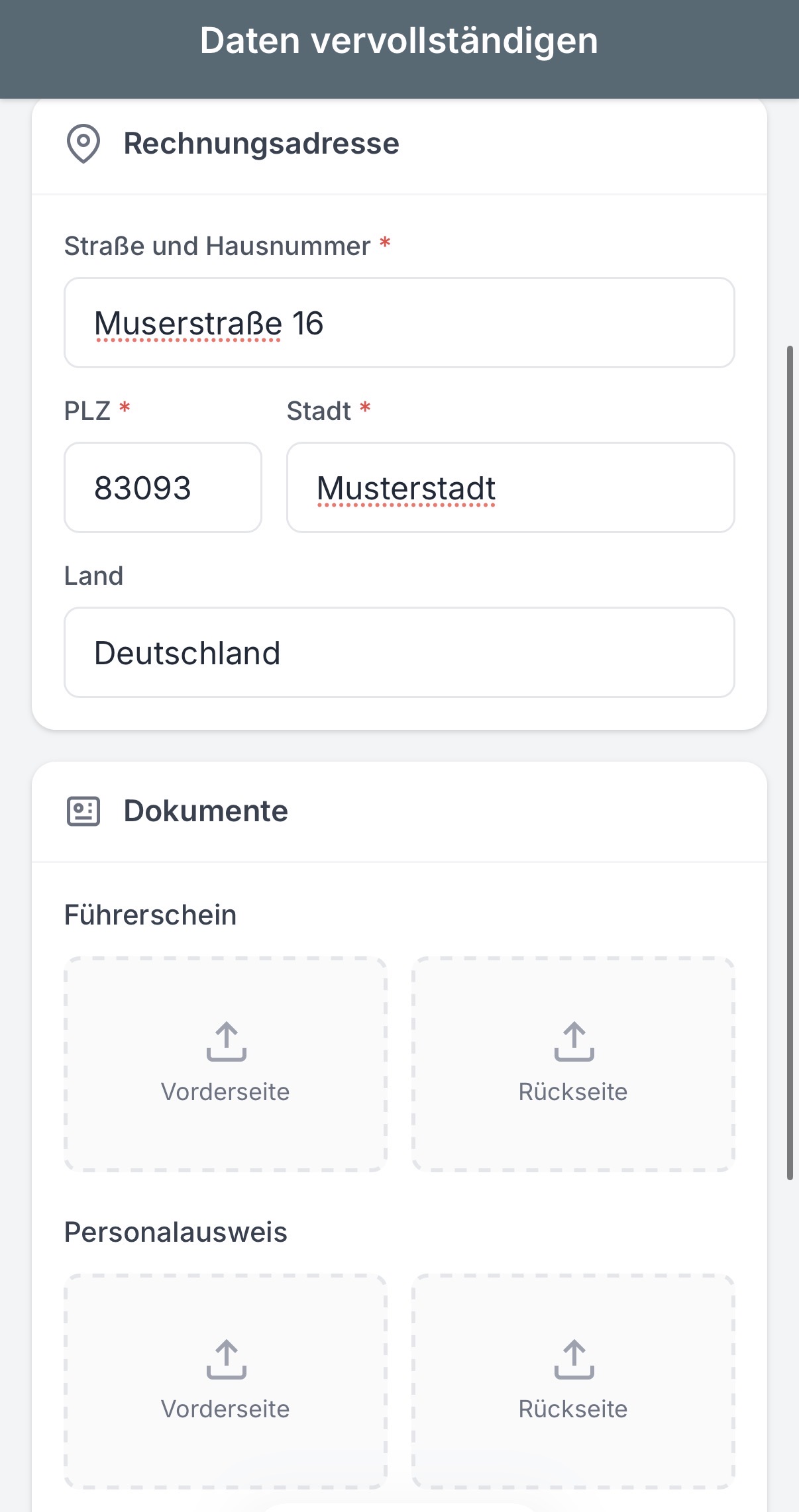 Digitaler Check-in – Daten & Dokumente