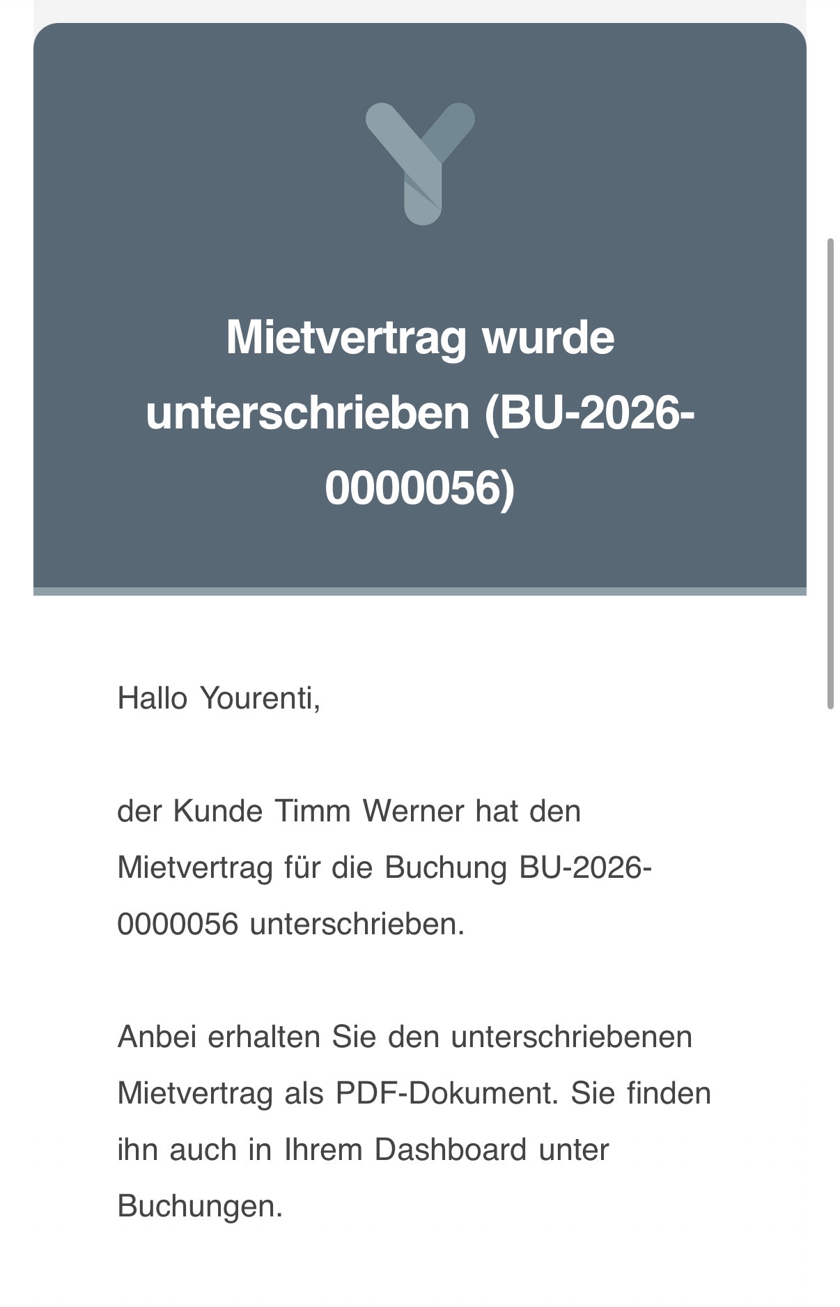 Automatische Buchungsbestätigung & Infos per E-Mail