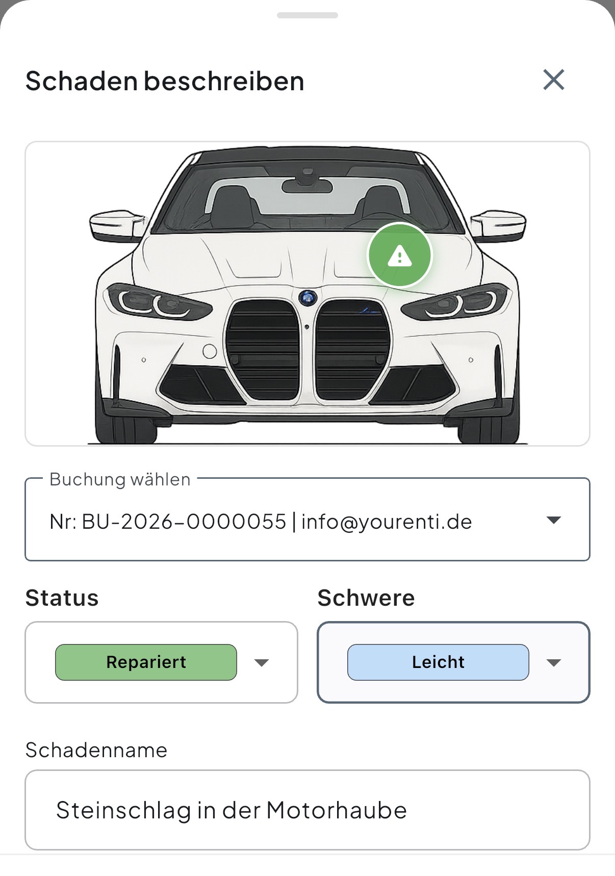 Schaden mit Foto und Beschreibung dokumentieren